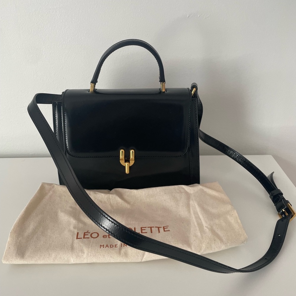 LIKE NEW Leo Et Violette Le Laurence Bag, Glossy Black Leather